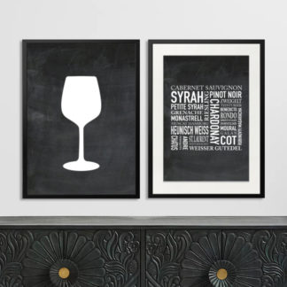 Bộ tranh ly rượu và tranh chữ tên gọi các loại rượu 40x60 cm