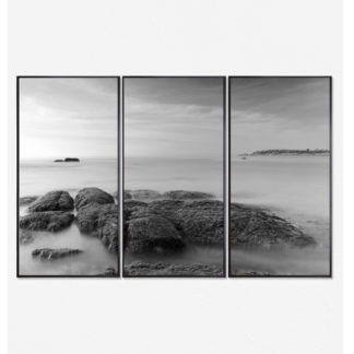 Bộ 3 tranh phong cảnh biển trắng đen - 03 Tranh canvas 40x80 cm