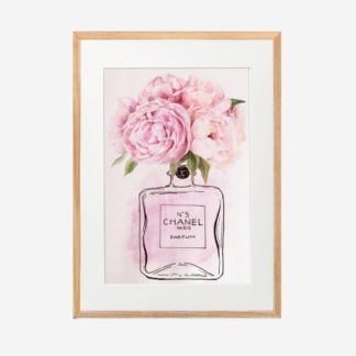 Chanel Perfume - Tranh khung kính treo tường gỗ sồi 30x42cm