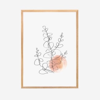 Flower Sketch 2 - Tranh khung kính gỗ sồi treo tường 30x42cm