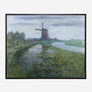 Tranh phong cảnh châu Âu Đồng cỏ và cối xay gió - Tranh canvas danh họa Piet Mondrian