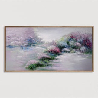 Vườn xuân - Tranh sơn dầu phong cảnh khu vườn mùa xuân 70x140 cm - 31052