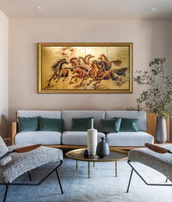 Tranh treo phòng khách cao cấp mã đáo thành công kích thước 94 x 174 cm phù hợp cho sofa dài từ 180 cm - 240 cm