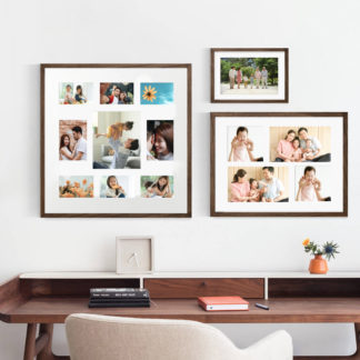 My Life | Khung ảnh gia đình treo tường - bộ 3 bức, gỗ sồi nâu, in ảnh theo yêu cầu - ML3B