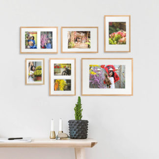 Wonderful Life | Bộ khung ảnh treo tường gia đình, màu tự nhiên, in hình theo yêu cầu - OAK1-SET6