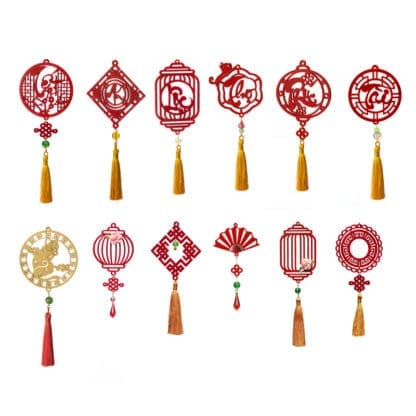 bộ 12 dây treo tết màu đỏ