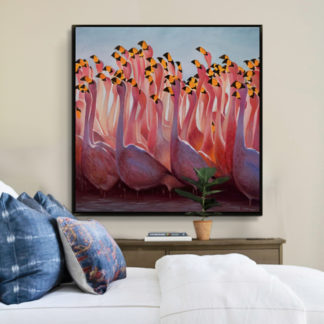 Hồng hạc - Tranh vẽ sơn dầu hiện đại trang trí phòng khách 80x80cm - 5349