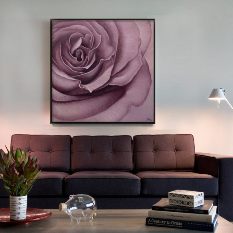 Hoa Hồng Tím - Tranh sơn dầu hoa hồng 110 x 100