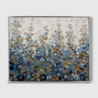 Cánh đồng hoa - Tranh sơn dầu trừu tượng màu xanh 80x100