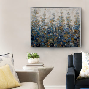 Cánh đồng hoa - Tranh sơn dầu hiện đại trừu tượng màu xanh 80x100
