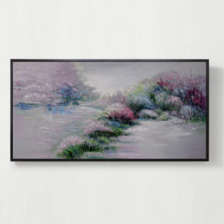Vườn Xuân - Tranh vẽ sơn dầu phong cảnh hoa 70x140cm