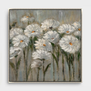 Daisy - Tranh hoa sơn dầu cúc trắng pastel 80x80