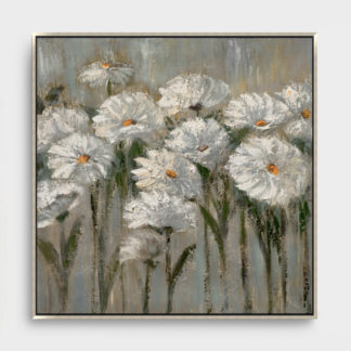 Daisy - Tranh sơn dầu hoa cúc trắng màu pastel 80x80