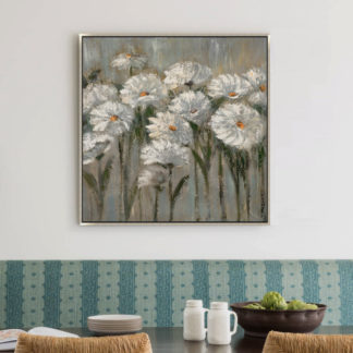 Daisy - Tranh sơn dầu hoa cúc trắng màu pastel 80x80