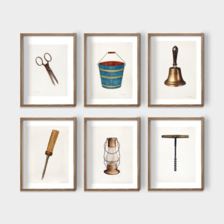 Coffee Maker - Bộ 6 tranh khung kính gỗ sồi 30x42cm/tranh