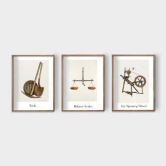 Wooden Tools - Bộ 3 tranh khung kính gỗ sồi 40x60cm/tranh