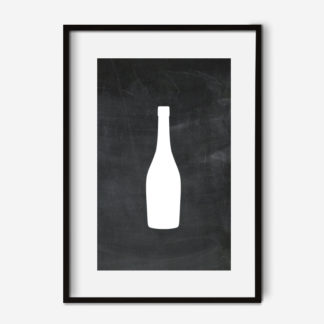 Bộ 3 Tranh chai rượu trắng đen - Tranh khung kính