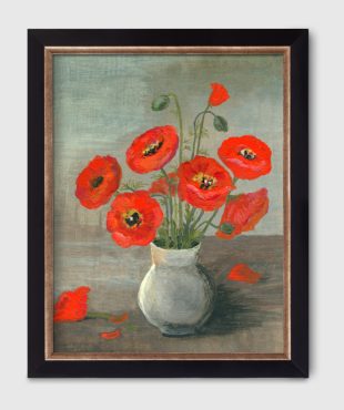 hoa poppy đỏ canvas khung viền đen sang trọng 2