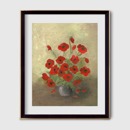 tranh khung kính hoa poppy 50x70 cm