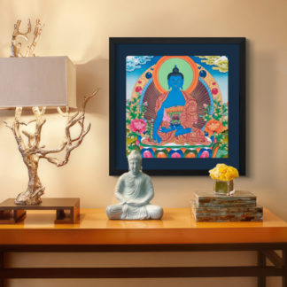 Tranh Phật Thanh Dược Sư - Tranh khung kính bàn thờ 50x50