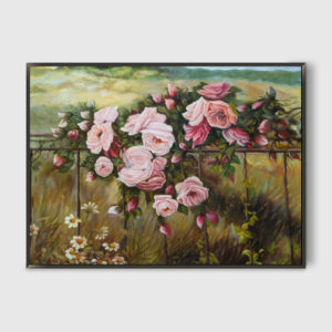 Khóm hồng bên vườn - Tranh sơn dầu hoa hồng
