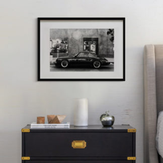 Classic car - Tranh xe khung kính trắng đen