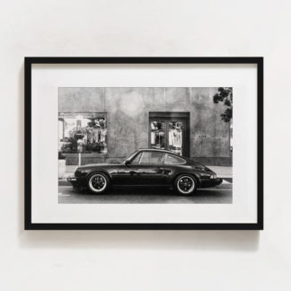 Classic car - Tranh xe khung kính trắng đen