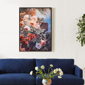 Vườn Hoa Hồng - Tranh sơn dầu hoa hồng đẹp nhiều màu sắc treo phòng khách, phòng ngủ