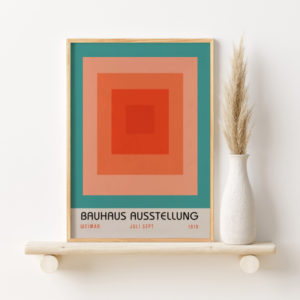 The orange squares - Tranh khung kính phong cách Bauhaus ấn tượng