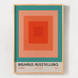 The orange squares - Tranh khung kính phong cách Bauhaus ấn tượng
