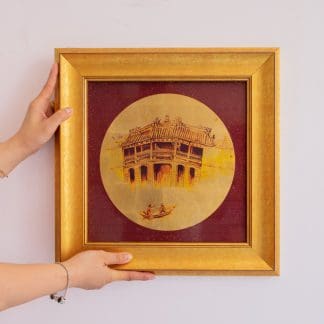Tranh Hội An Chùa Cầu - Sơn mài dát vàng