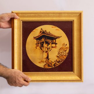 Tranh Chùa Một Cột sơn mài dát vàng, quà tặng đối tác nước ngoài