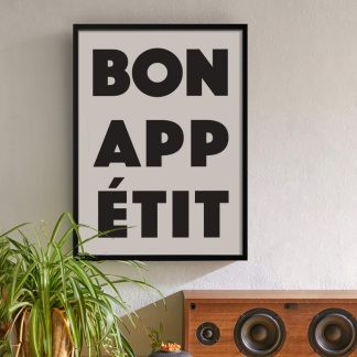 Bon Appetit - Tranh treo phòng ăn khung kính chữ đen