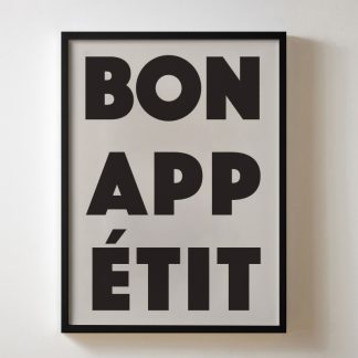 Bon Appetit - Tranh treo phòng ăn khung kính chữ đen