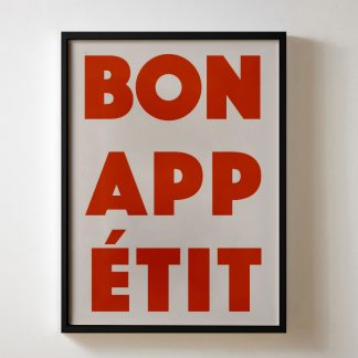 Bon Appetit - Tranh treo phòng bếp phòng ăn khung kính chữ đỏ