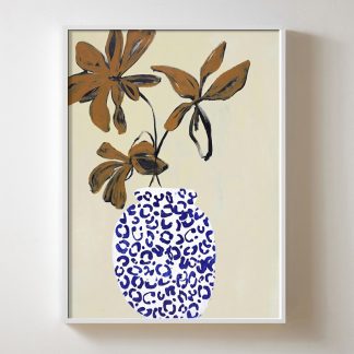 The vase 2 - Tranh lọ hoa xanh khung kính