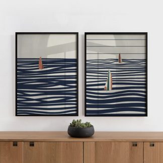 The boats - Bộ 2 tranh khung kính