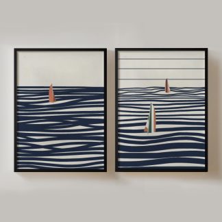 The boats - Bộ 2 tranh khung kính