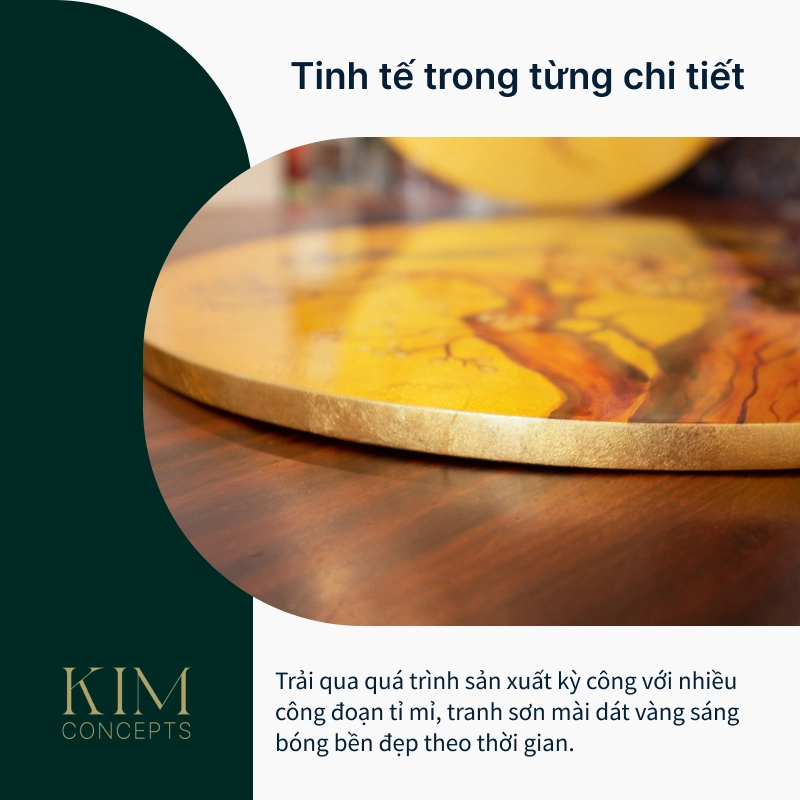 Tranh tròn sơn mài Nhật liên hoa cao cấp