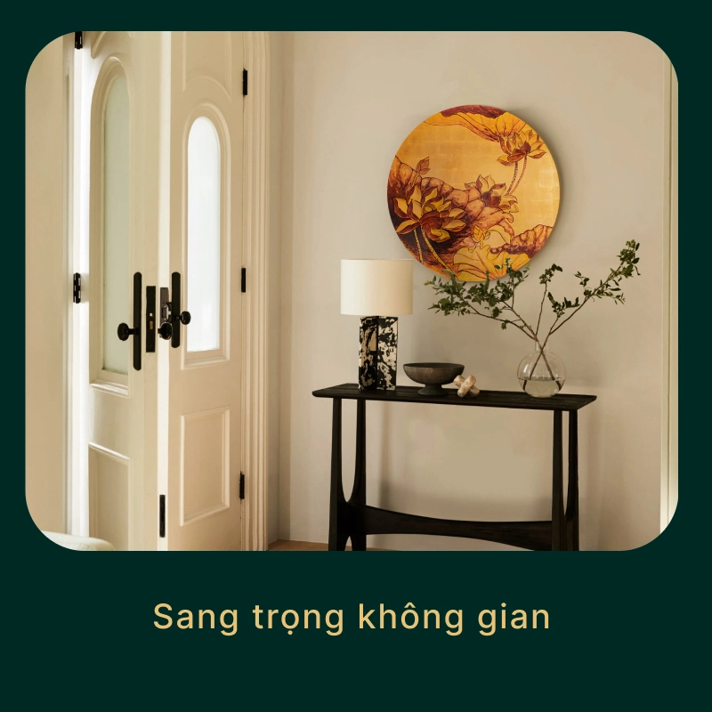 Tranh tròn sơn mài Nguyệt liên hoa sang trọng