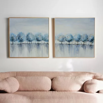 Bóng cây bên hồ - Bộ 2 tranh canvas phong cảnh treo tường phòng khách hiện đại