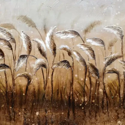Cánh đồng cỏ lau trong nắng vàng - Tranh canvas - Ảnh 3