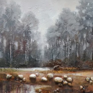 Cánh rừng bên hồ - Tranh canvas phong cảnh