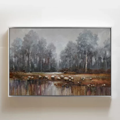 Cánh rừng bên hồ - Tranh canvas phong cảnh
