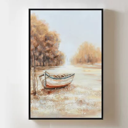 Bến vắng cuối thu - Tranh canvas phong cảnh