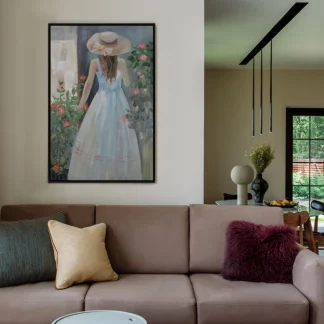 Tranh thiếu nữ dịu dàng – Giữa khu vườn ngập nắng canvas