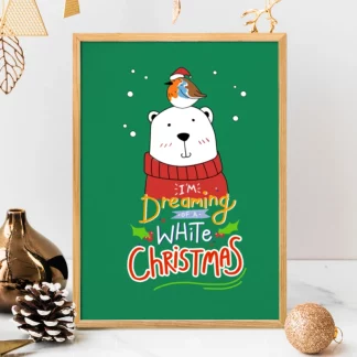 White Christmas - Tranh giáng sinh gấu trắng, quà Noel ý nghĩa