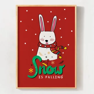 White Rabbit - Tranh khung kính giáng sinh thỏ trắng