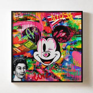 Happy Mickey - Tranh hoạt hình pop art in canvas treo tường