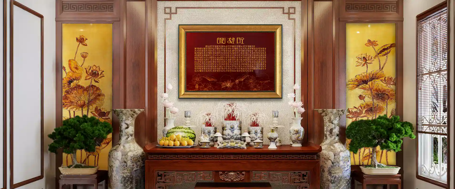 tranh sơn mài dát vàng phòng thờ